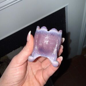 Lavender Slag Glass Toothpick Holder